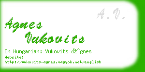 agnes vukovits business card